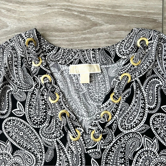 Michael Kors Paisley Print Stretch Jersey  Blouse - Picture 5 of 13
